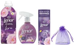 Lenor Fabric Conditioner, 26w, 858ml, Exotic Bloom & Moonlight Lily + Lenor Crease Releaser Spray, 500ml + Lenor in Wash Scent Booster Beads, 176gr, Exotic Bloom + for You: Organza Small Bag