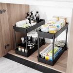 LittleKitch 2-Pack Under Sink Organizers and Storage Solutions for Bathroom, Living Room, Kitchen, and Bedroom Clutter (Black)