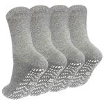 ZAKASA Non Slip Grip Socks-Non Skid Crew Socks Yoga Pilates Hospital House Slipper Socks for Men Women, Grey-4pack, Medium