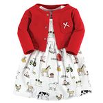 Hudson Baby Baby Girls' Cotton Dress and Cardigan Set, Farm, 18-24 Months