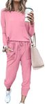 Bofell Womens Lounge Sets 2 Piece Pink Outfits Casual Winter Clothes Pink 3XL