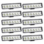 Willpower 10pcs 18W 6 Inch LED Work Light Spot Beam Single Row LED Light Bar 12V 24V Super Slim Offroad Driving Lights Fog Lamps for Truck Tractor Boat 4x4 Car SUV ATV