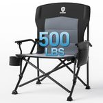 EVER ADVANCED Camping Chair for Adults Oversized 230KG, Folding Chair for Heavy People with Side Pocket, Heavy Duty Extra Wide Garden Chair with Hard Armrest Foldable Fishing Chair Outdoor Fold up