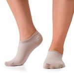 Bam&bu Women's Premium Bamboo Viscose No Show Socks - 4 pairs - Non-Slip Size 3-5