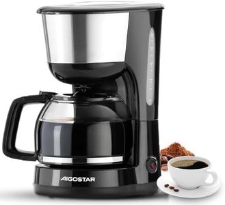 Aigostar Filter Coffee Machine Drip Coffee Maker, 40Mins Keep Warm, Anti-Drip Function, Fast Brewing Coffee Maker with Reusable Filter, Pour Over Technology, 1000W, 1.25L - Chocolate 30KYJ