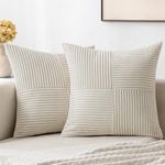 MIULEE Beige Corduroy Pillow Covers