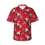 Nsipan Custom Face Photo Christmas Hawaiian Shirt Personalized Photo Button Xmas Shirts Customized Funny Short Sleeve Casual Button Down Shirt for Husband Boyfriend Daddy Custom Xmas Gifts
