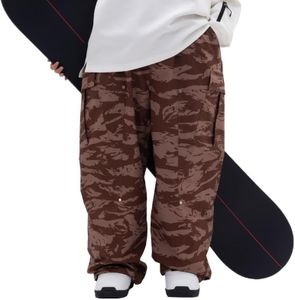 SNOWVERB Womens Mens Super Baggy 15K Waterproof Snowboard Ski Pants Workwear Loose Fit Snow Pants for Winter Sports Desert Camo