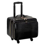 Makeup Train Case - Rolling Makeup Case for Makeup Artist Large Capacity Trolley Travel Cosmetic Storage Organizer Box with Two Sets Adjustable Dividers 360 Degree Wheels Black