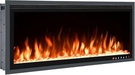 Wärme Firebox Panoramic 36-36"/92cm Slim Frame Recessed Media Wall Inset Electric Fireplace with Multi Flame Colours 1400W/1600W (36")