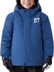 FREE SOLDIER Boys Girls Waterproof Ski Jacket Fleece Lined Warm Winter Snow Coat Kids Winter Jacket with Detachable Hood(Indigo Blue,8-9/Boy)