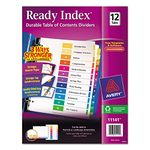 AVERY Ready Index Table of Content Dividers for Laser and Inkjet Printers, 12 tabs, Multi-Colour, 1 Set, (11141)