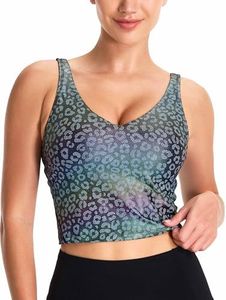 Women’s Longline Sports Bra Wirefree Padded Medium Support Yoga Bras Gym Running Workout Tank Tops