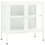 vidaXL Classic Sideboard in White - Steel and Glass Storage Cabinet with Adjustable Shelf - Stable & Durable - Easy Maintenance - for Living Room, Bedroom, Office.