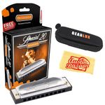 Hohner 560 Special 20 Harmonica - Key of C Bundle with Carrying Case and Austin Bazaar Polishing Cloth