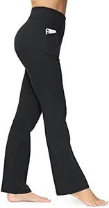 ALONG FIT Leggings for Women High Waist Flared Yoga Pants with Pockets Bootcut Wide LegTummy Control Leggings 30"