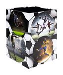 HERMA 19739 Football Design Waste Paper Bin 15 Litres Foldable Sturdy Cardboard Slim Bin for Girls & Boys Rectangular Waste Bin for Children's Room, Bedroom, Study, Office