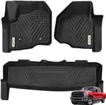 YITAMOTOR Floor Mats Compatible with 2012-2016 Ford F-250/F-350/F-450 SuperCrew/Crew Cab, Custom Fit 1 st & 2nd Seat 2 Row FloorLiner Set Black