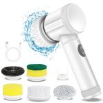 Electric Spin Scrubber -Upgraded 2024 New IPX7 Water-Proof Power Scrubber with 5 Replaceable Brush Heads, Cordless Electric Cleaning Brush for Bathroom, Kitchen Cleaning Only Authorized to MAOTRENT