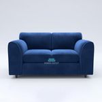 Gamzo Outlet Fashionable Imperial 2-Seater Full Back Plush Fabric Sofa Luxurious Comfort Furniture for Compact & Modern Living Room (Blue, 2 Seater Sofa)