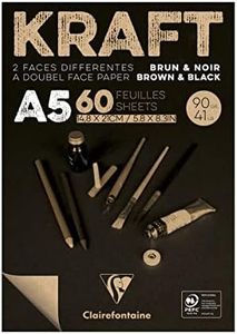 Clairefontaine 975817C Blocco collato Carta Kraft BiColor - 60 fogli Carta Kraft Bruna e Nera A5 14,8x21 cm 90g - Carta Double Face per lo Schizzo e il Disegno