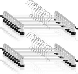 Pants Hangers with Clips, Adjustable Skirt Hangers Metal Trouser Clip Hangers for Heavy Duty Ultra Thin Space Saving by H HOME-MART (20-Pack)