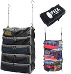 Pack Gear Hanging Suitcase Organizer - Our XL Hanging Luggage Organizer Perfectly Fits Any Suitcase - Our Hanging Packing Cubes For Travel Use Mesh Windows to Make Finding Any Outfit Easy (Black, XL)