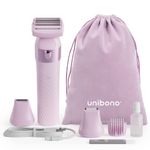 Unibono 3-in-1 Electric Razors for Women,Dual-Foil Electric Shaver for Women Face,Legs and Armpit,Rechargeable Bikini Trimmer,Body Hair Removal Set with LED Illumination,Public Hair Trimmer for Women (Cold Pink2)