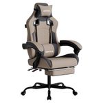 WOTSTA Gaming Chair with Footrest,High Back Gamer Chair with Massage Reclining Computer Chair Big and Tall Ergonomic Gaming Chair for Adults (Beige)