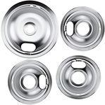 W10196405 W10196406 Chrome Drip Pans Kit by Blutoget -Compatible for Whirlpool Electric Range Burner -Replaces 0089285 0091813 0304979 0310228 -Includes an 8-Inch and 3 6-Inch Electric Stove Drip Pans