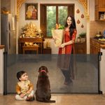 SPY KIDS® Extra Wide Retractable Baby Gate for Stairs, Doorways & Hallways | 140cm Mesh Safety Gate for Babies & Pets | Durable, Easy Drill Installation | Indoor & Outdoor Use | Black, 86cm Height