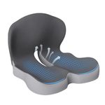 HoldOneLight Ergonomic Memory Foam Seat Cushion, For Office, Car, Gaming & Dining Chairs, Sciatica, Tailbone & Coccyx Pain Relief, Lumbar & Lower Back Support (Dark Gray)