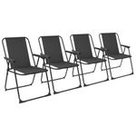 Harbour Housewares Folding Beach Deck Chair - Black - Pack of 4 - Metal Outdoor Patio Seat for Picnic, Garden, Camping