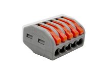 Globomotive 5 Way Looping PCT -215 0.08-2.5mm Wire Connector - Terminal Block with Spring Lock Lever for Cable Connection (Pack of 10)