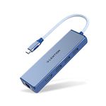 LENTION USB C Hub with Gigabit Ethernet, 4K HDMI Output, and 3 USB 3.0 Compatible 2022-2016 MacBook Pro 13/15/16, New Mac Air & Surface, Chromebook, More, Stable Driver Adapter (CB-C25, Blue)