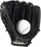 Wonninek Baseball Glove Sports Batting Gloves with Baseball PU Leather Adjustable and Comfortable 12.5 inch Right Hand Throw, Left Hand Glove (Black, 12.5 inch)