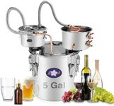 Suteck Alcohol Still 5Gal 19L Stainless Steel Alcohol Distiller Copper Tube Spirit Boiler with Thumper Keg and Build-in Thermometer for Home Brewing and DIY Whisky Wine Brandy Making, Included Pump