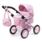 Bayer Design - Trendy 13002AA Doll's Pram Height Adjustable Foldable with Shoulder Bag and Shopping Basket 68 x 40 x 64 cm Pink Leopard
