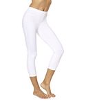 No Nonsense Women's Classic Denim Capri Legging with Pockets, White, Large