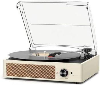 Vinyl Record Player with 2 Stereo Speakers Belt-Driven Vintage Turntables Support 3-Speed 3-Size Bluetooth Wireless Playback AUX-in RCA Out Headphone LP Vinyl Players Auto Stop Fashion (Beige)