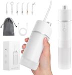 Hiwoor Retractable Water Flosser, Cordless Water Oral Irrigator for Dental&Oral Health, Portable Water Floss for 3 Modes & 6 Tips Rechargeable Low Noise Electric Waterflosser for Home and Travel Friendly(White)