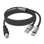 MOSWAG USB MIDI Cable Printer Cable USB 2.0 Type A Male to Type B Male Printer Scanner Cable Cord High Speed 9.84FT/3M Compatible with Electronic Music Instrument,Recording Audio Interface