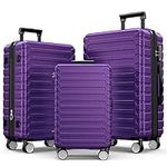 SHOWKOO Luggage Sets Expandable ABS Hardshell 3pcs Clearance Luggage Hardside Lightweight Durable Suitcase Sets Spinner Wheels Suitcase with TSA Lock (Purple)