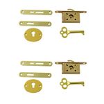 Geenite Vintage Furniture Antique Jewelry Box Lock Simple Style Humidor Key Hole Tool Setup Hardware 2 Pieces (Gold)