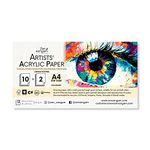 Zen Sangam Artists’ - A4 Acrylic Papers - 300 GSM - Cold Pressed - (12 Sheets) - Canvas Texture Surface - Size (29.7x21cm) - For Acrylics, Tempera, Poster Paints, Heavy-body Paints, Oil Paints and Ink