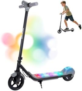 TODIMART Kids Electric Scooter, 10km Range, 6.5" Ultra Light Electric Scooter for Kids Age 8-12 with Colourful Ambient Lighting, Electronic Brake, 3 Speed Mode, Max Speed 16KM/H