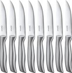 D.Perlla Steak Knife Set, Straight Edge Steak Knife Set of 8, High Carbon Stainless Steel Steak Knives Never Need Sharpening, One Piece Design & Hollow Handle, Professional Cutlery Set