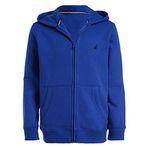 Nautica Boys' Zip Up Hoodie Sweatshirt, Signature Logo Design, Kangaroo Pockets, Made with Lightweight Fleece, Royal Blue, 5