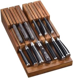 In-Drawer Knife Block, Acacia Wood Kitchen Knife Drawer Organizer, Knife Holder without Knives For Up to 12 Knives Steak Knife Chef Knife