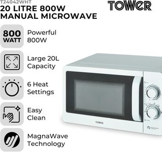 Tower 20L Microwave Oven, 800W – White